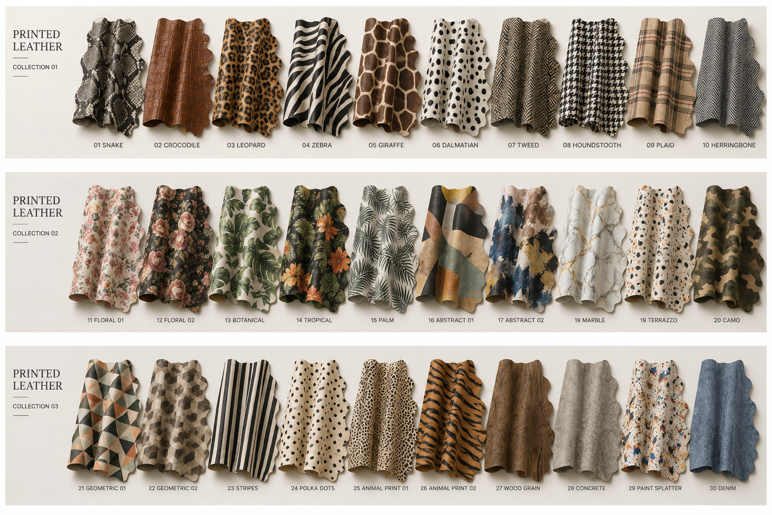 Leather rolls and material in workshop